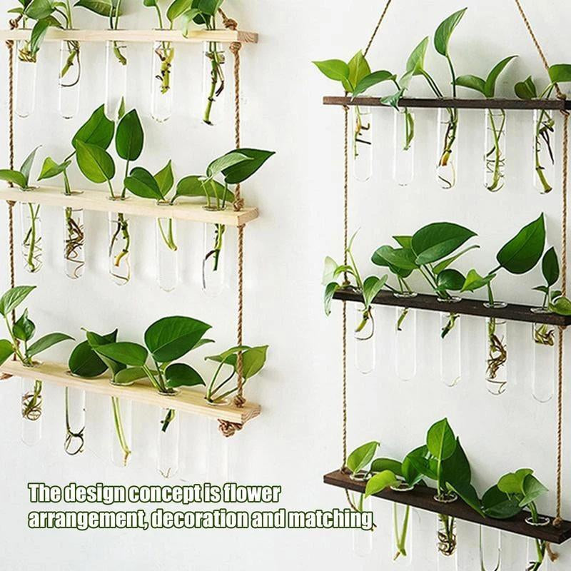 Three-Tier Hanging Plant Propagation Station, Glass Terrarium Vase, Decorative Wall Hanging Planter for Home, Office, and Garden