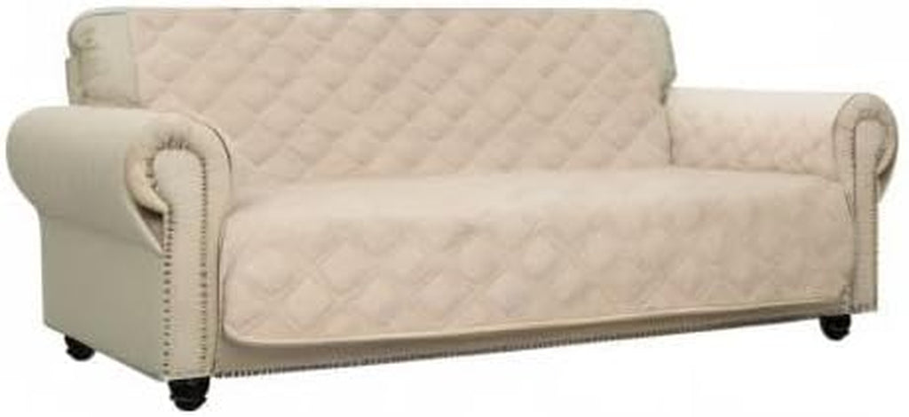 Sofa Cover 100% Waterproof Non-Slip Quilted Furniture Protector Sofa Slipcover for Children, Pets for Leather Couch (Beige, 68")