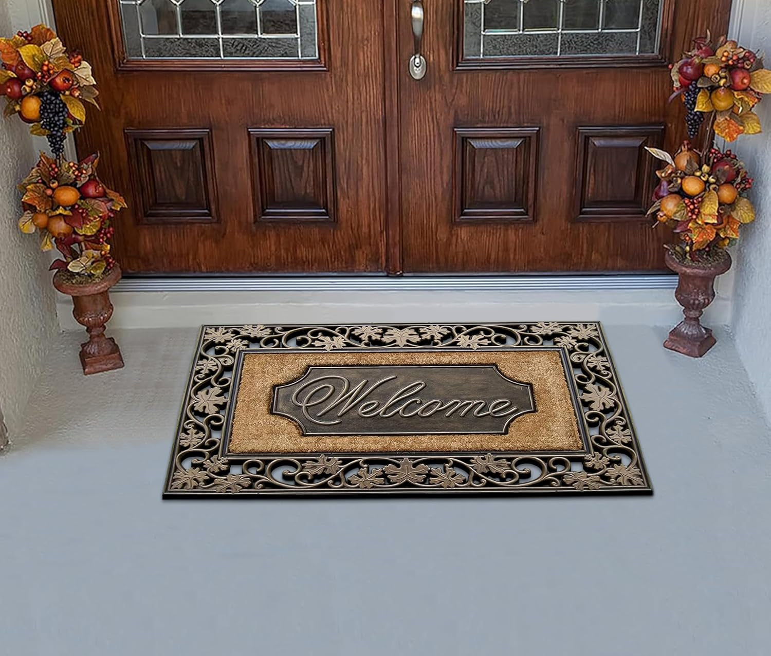 A1HC Natural Coir and Rubber Door Mat, 38X23, Thick Durable Doormats for Indoor Outdoor Entrance, Heavy Duty, Thin Profile Door Mat, Easy to Clean, Long Lasting, Front Door Entry Doormat