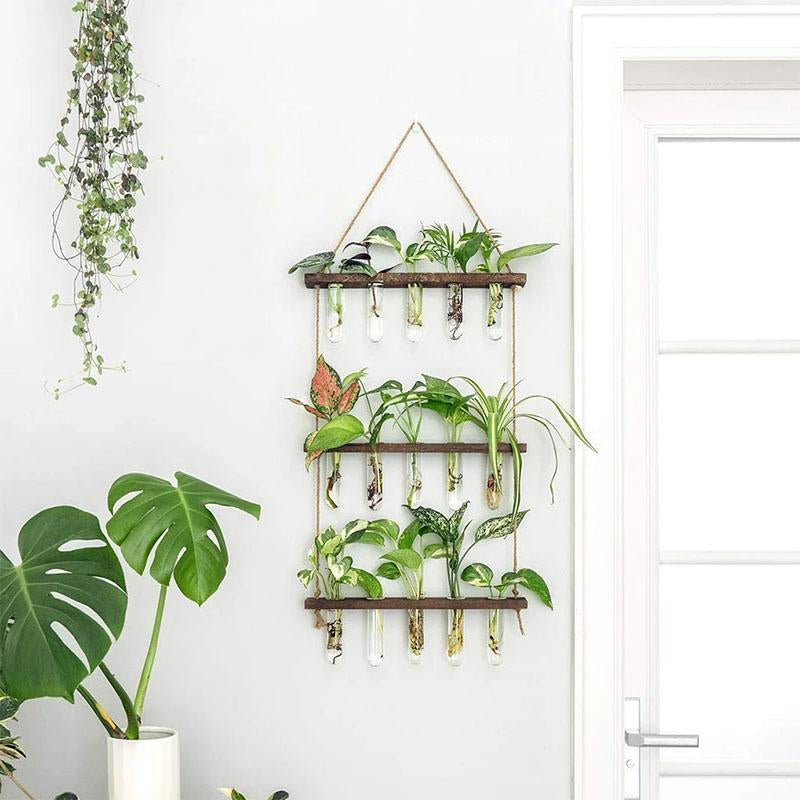 Three-Tier Hanging Plant Propagation Station, Glass Terrarium Vase, Decorative Wall Hanging Planter for Home, Office, and Garden