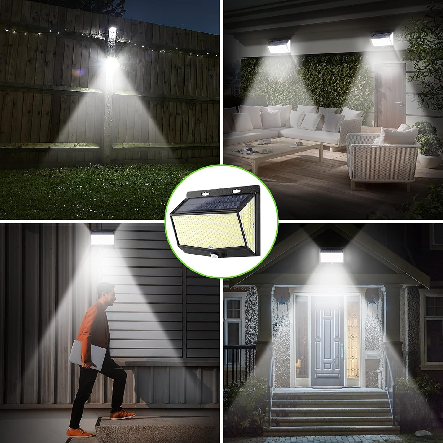 4 Packs Solar Lights Outdoor 468 Leds Motion Sensor Lights with 3 Lighting Modes, 270° Wide-Angle, IP65 Waterproof, Security Lights for outside Wall, Fence, Patio, Yard, Garden(4 Pcs)