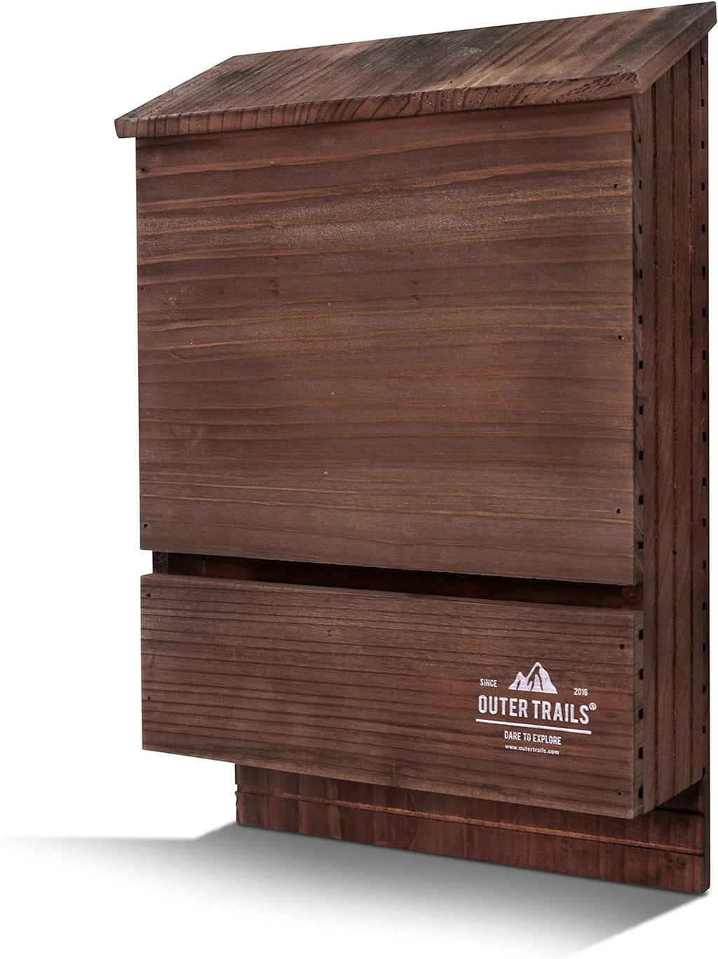 Japanese Cedar Bat House Habitat: Two Chambers, Weatherproof, Easy Install, Brown