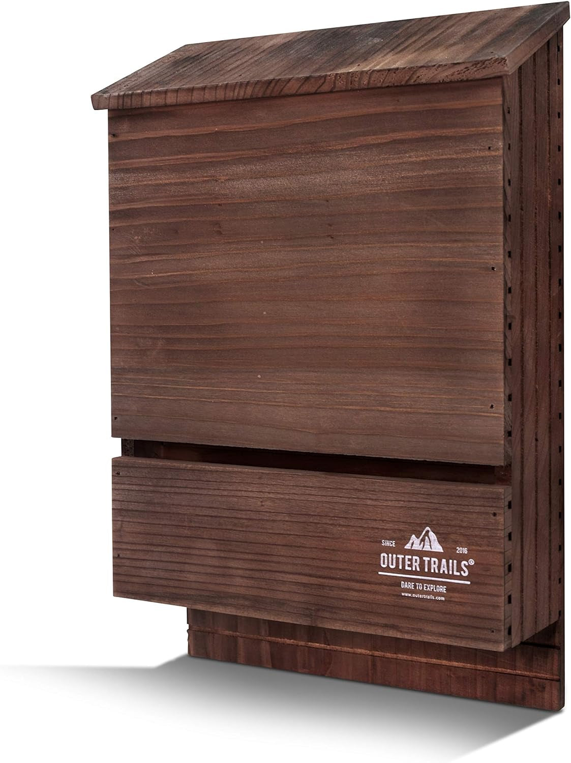 Japanese Cedar Bat House Habitat: Two Chambers, Weatherproof, Easy Install, Brown