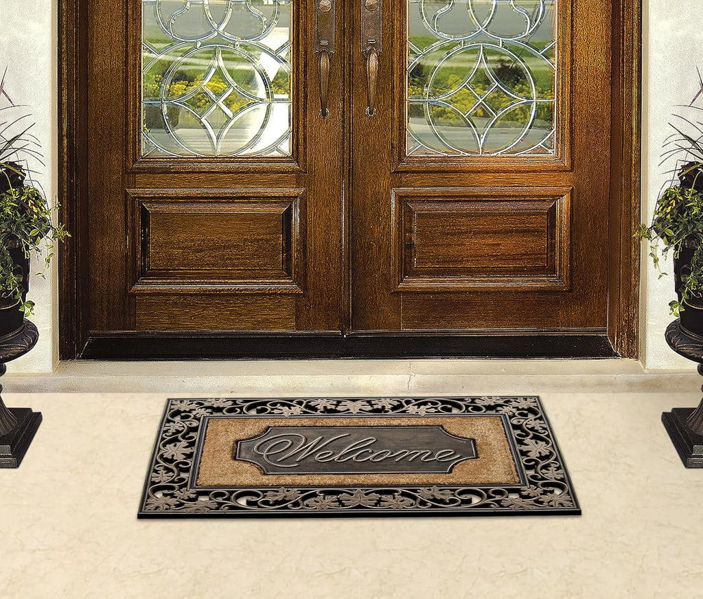 A1HC Natural Coir and Rubber Door Mat, 38X23, Thick Durable Doormats for Indoor Outdoor Entrance, Heavy Duty, Thin Profile Door Mat, Easy to Clean, Long Lasting, Front Door Entry Doormat