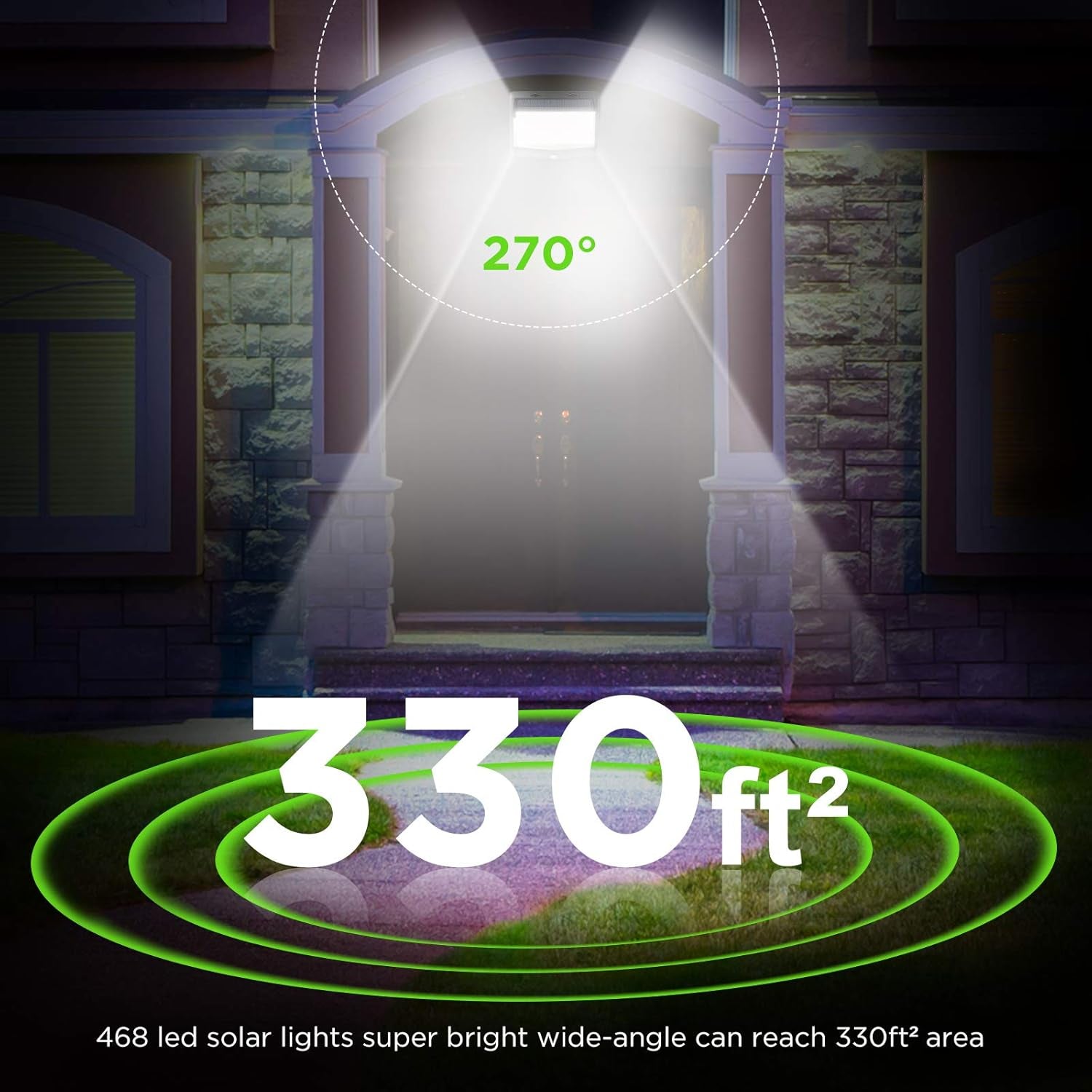 4 Packs Solar Lights Outdoor 468 Leds Motion Sensor Lights with 3 Lighting Modes, 270° Wide-Angle, IP65 Waterproof, Security Lights for outside Wall, Fence, Patio, Yard, Garden(4 Pcs)