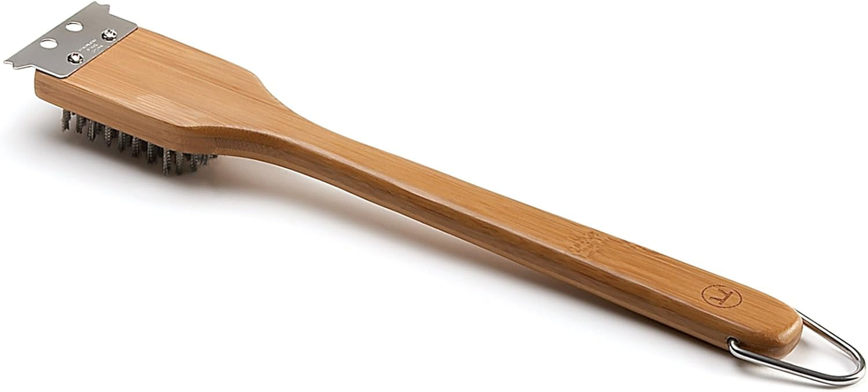 QV40 Verde Collection Grill Brush and Scraper, 14.5 Inches, Bamboo Handle