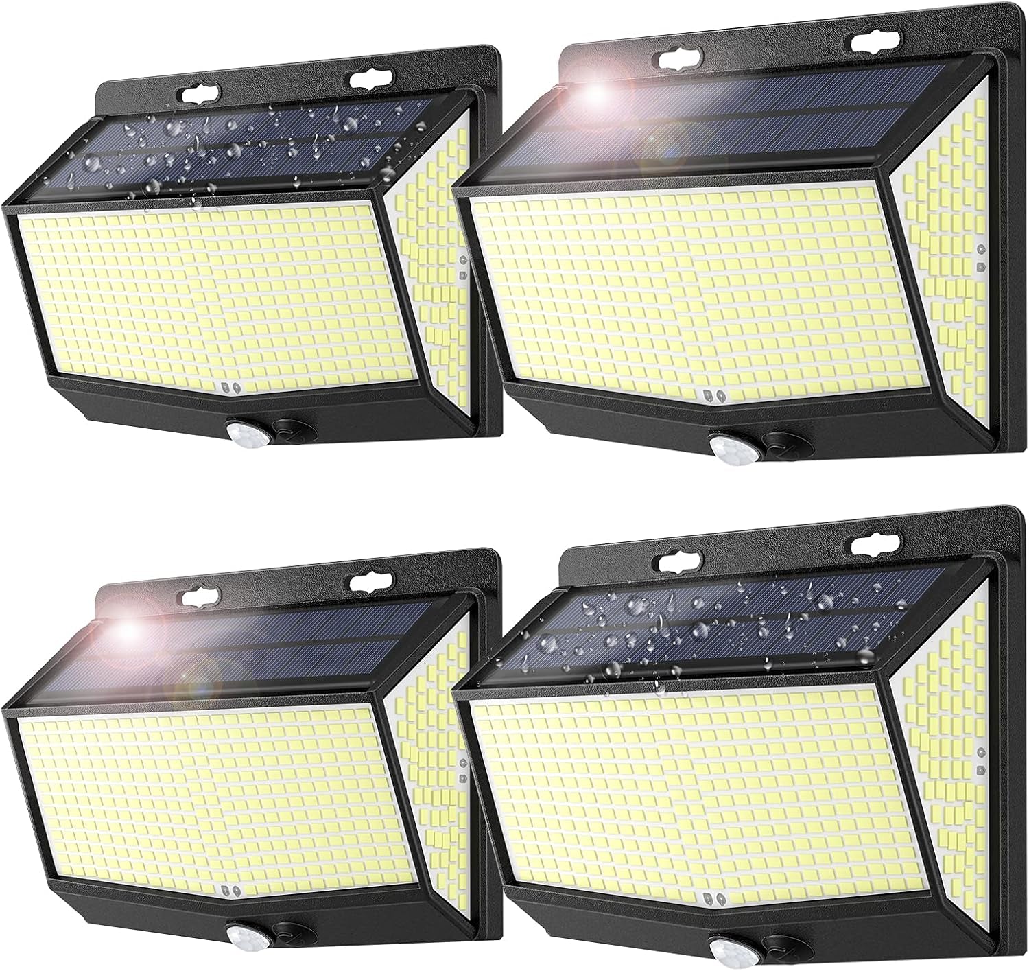 4 Packs Solar Lights Outdoor 468 Leds Motion Sensor Lights with 3 Lighting Modes, 270° Wide-Angle, IP65 Waterproof, Security Lights for outside Wall, Fence, Patio, Yard, Garden(4 Pcs)