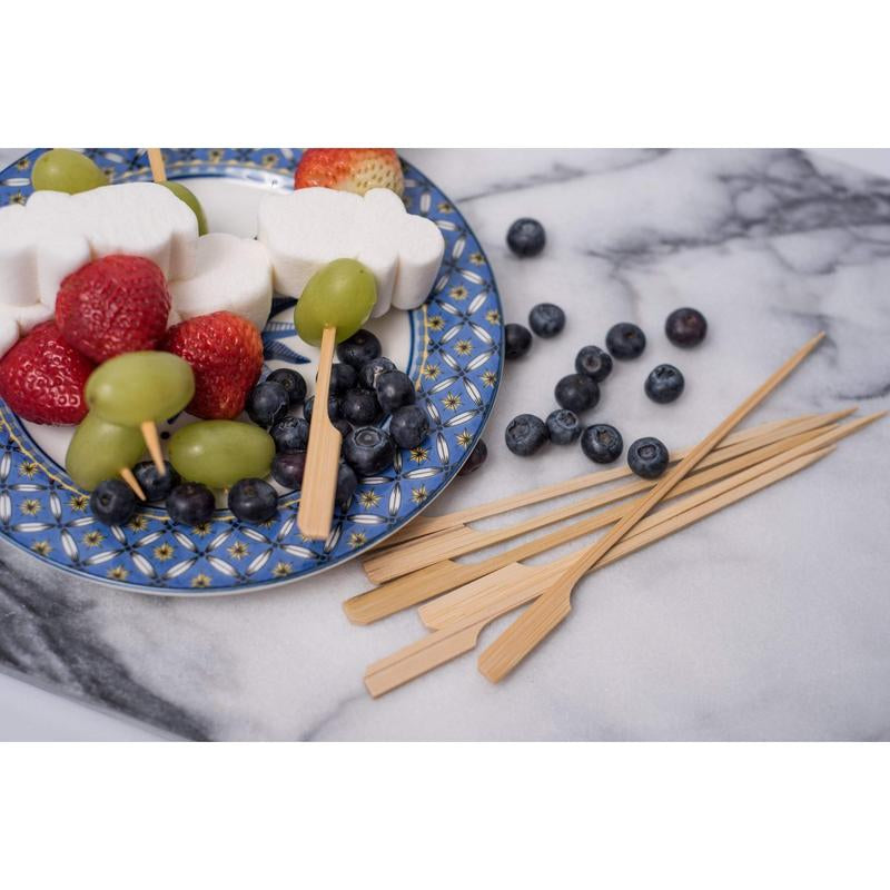 Woodu Disposable Bamboo Paddle Skewers 100 Pcs All Natural Eco-Friendly Non-Toxic