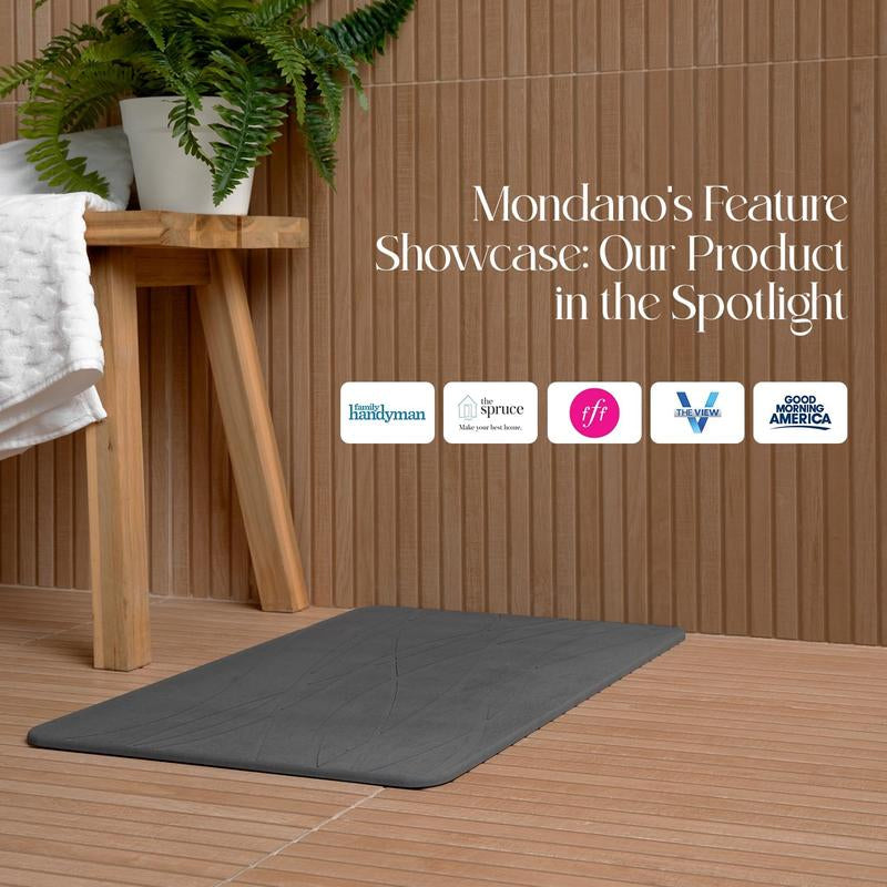 Mondano Stone Bath Mat, Diatomaceous Earth Shower Mat Non Slip Bathroom Mat Quick Dry Stone Mat, Stone Dish Drying Mat, Stone Bath Mats for Bathroom, Diatomaceous Earth Bath Mat (Graphite Grey) Bamboo Brush