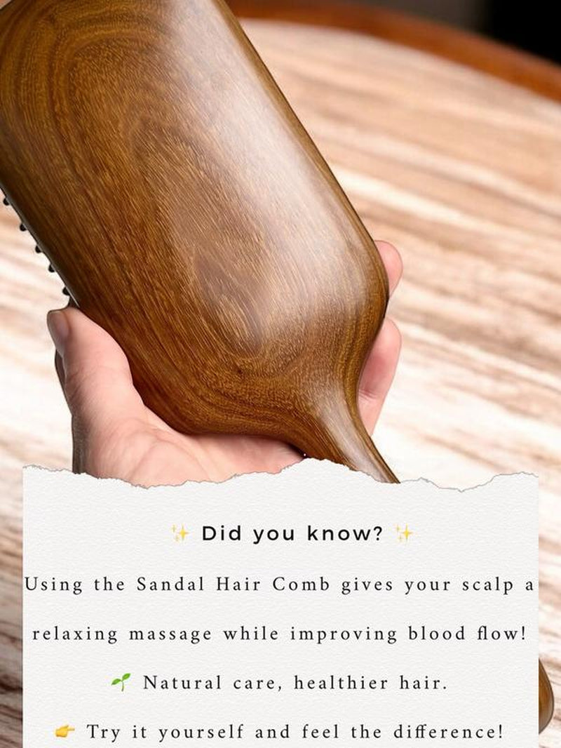 Sandalwood Hair Comb - Mini Air Cushion Hair Brush, Portable Detangling Brush, Eco-Friendly, Gently Massages Scalp, Travel-Friendly