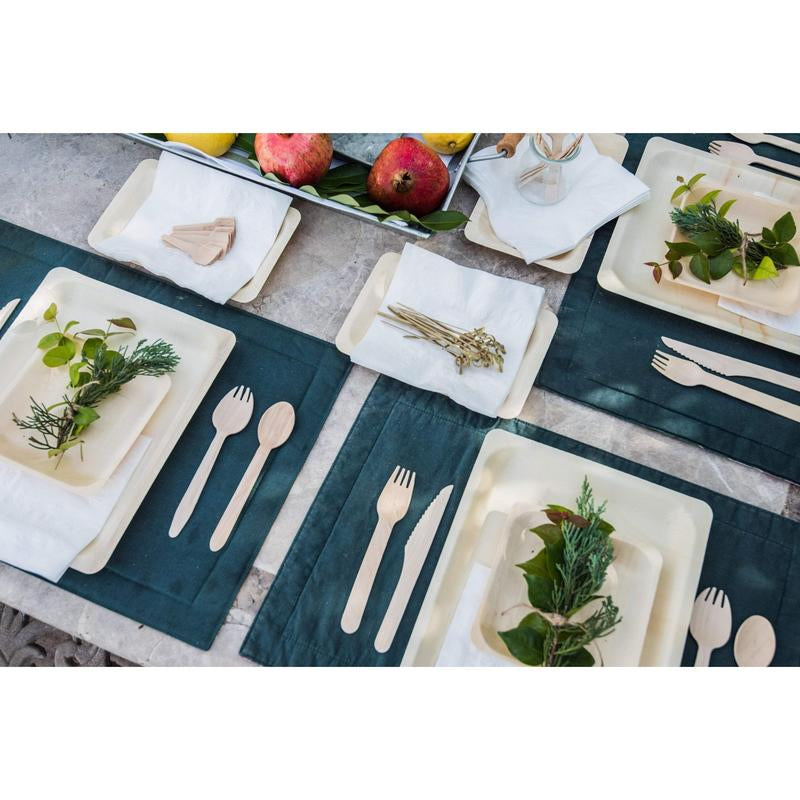 Woodu Disposable Wooden Sporks 100 Pcs All Natural Eco-Friendly Non-Toxic