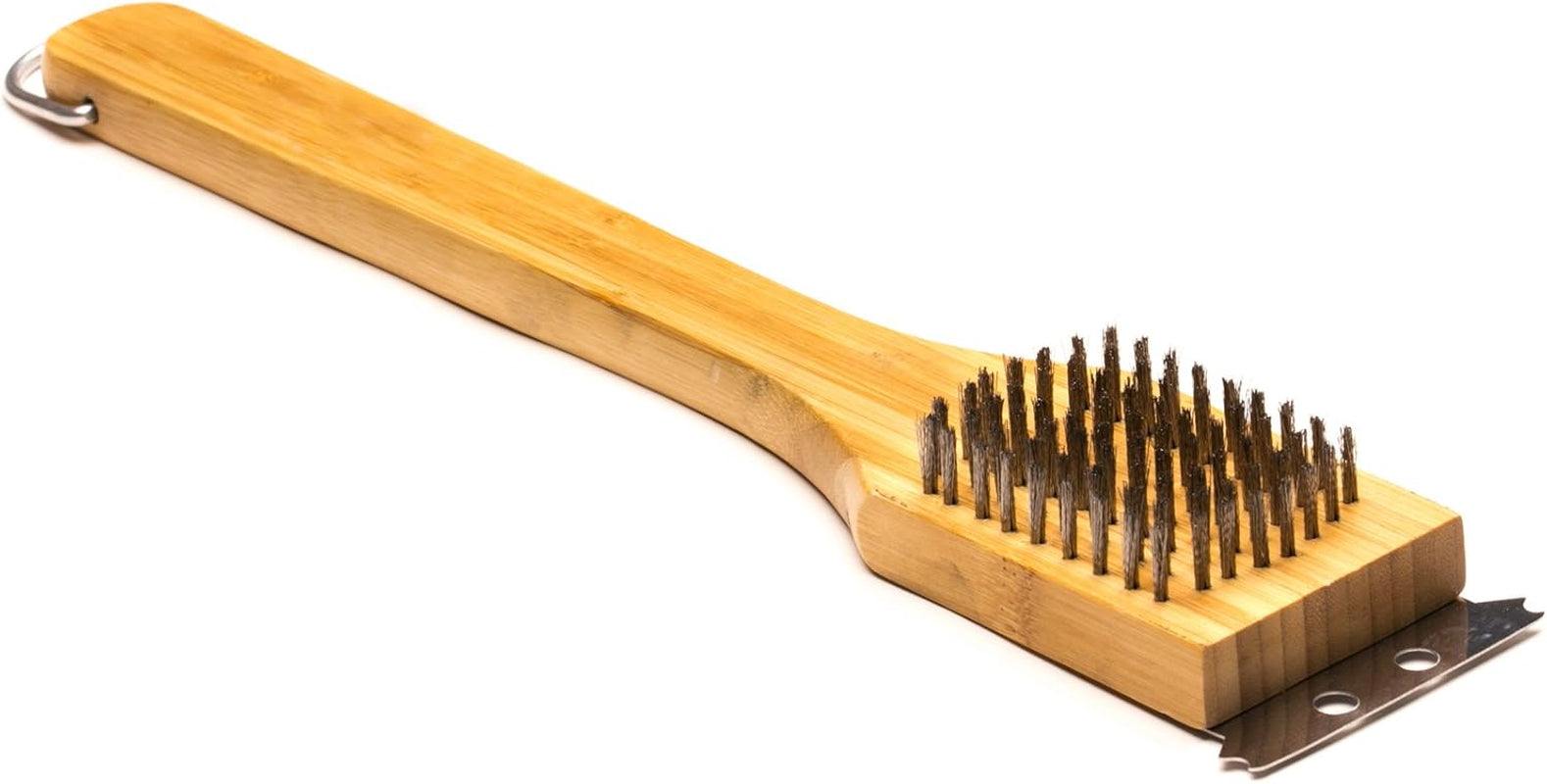 QV40 Verde Collection Grill Brush and Scraper, 14.5 Inches, Bamboo Handle