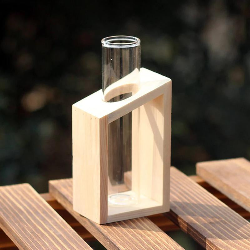 Vintage Glass Terrarium for Hydroponic Planting with Wooden Stand