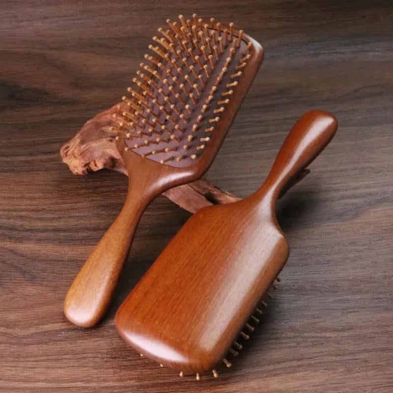 Sandalwood Hair Comb - Mini Air Cushion Hair Brush, Portable Detangling Brush, Eco-Friendly, Gently Massages Scalp, Travel-Friendly