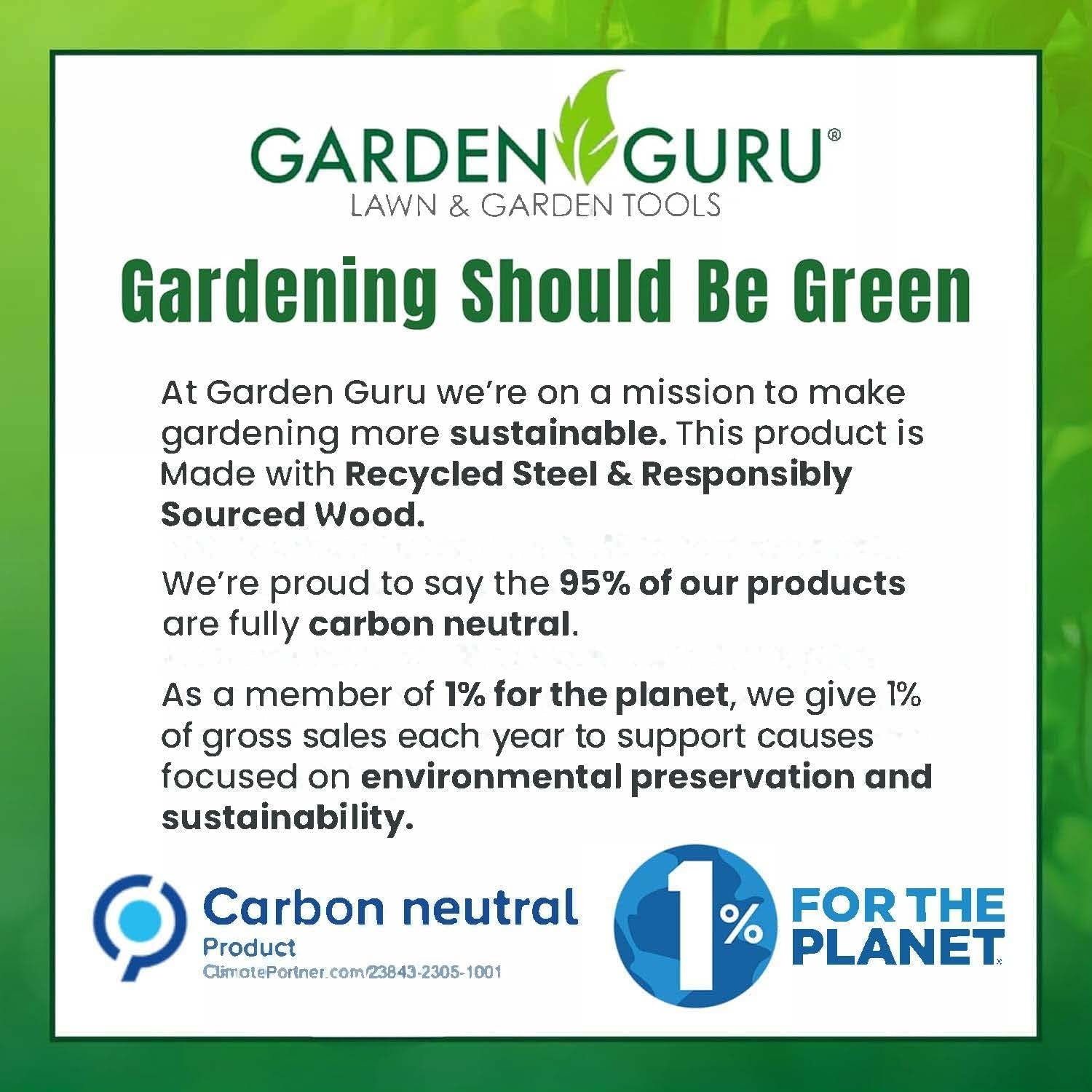Garden Guru Eco Hand Cultivator Hoe Tiller Tool - 100% Recycled Stainless Steel - Rust Resistant - FSC Certified Wood Ergonomic Handle -Great for Gardening Cultivating Loosening Weeding