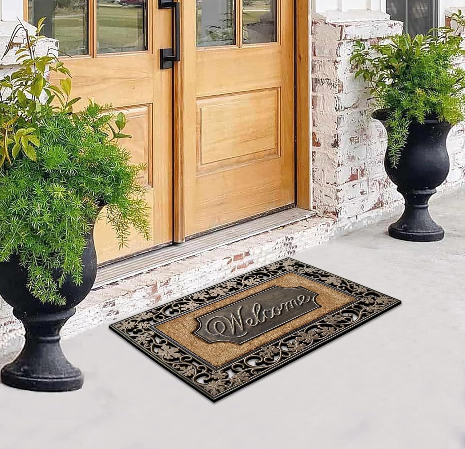 A1HC Natural Coir and Rubber Door Mat, 38X23, Thick Durable Doormats for Indoor Outdoor Entrance, Heavy Duty, Thin Profile Door Mat, Easy to Clean, Long Lasting, Front Door Entry Doormat