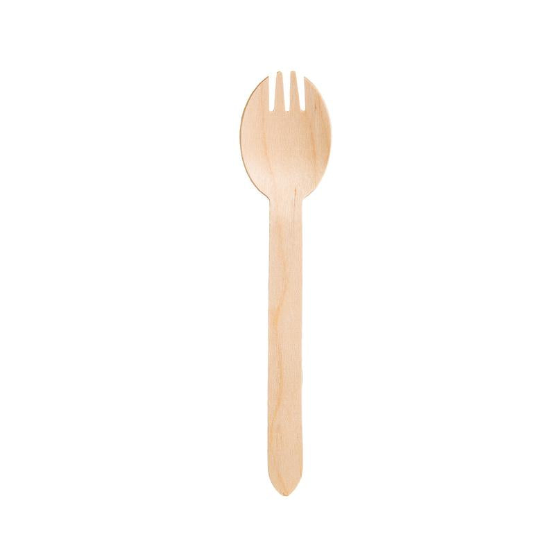 Woodu Disposable Wooden Sporks 100 Pcs All Natural Eco-Friendly Non-Toxic