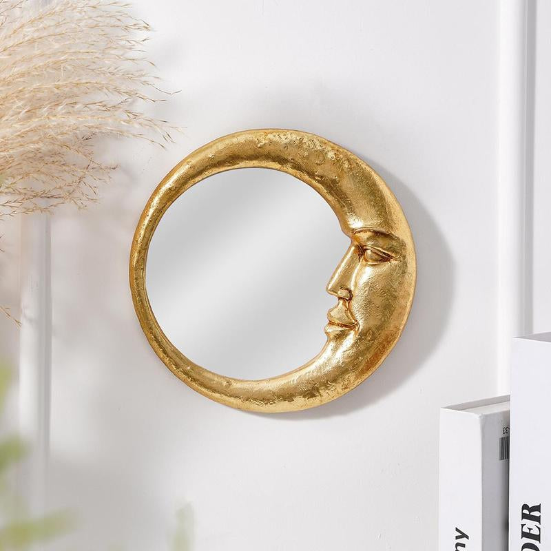 Creative Moon & Face Design Wall Mirror, Decorative Resin Wall Mounted Mirror, Durable Modern Mirror Wall Decor for Home Living Room Bedroom Decoration, Home Decor