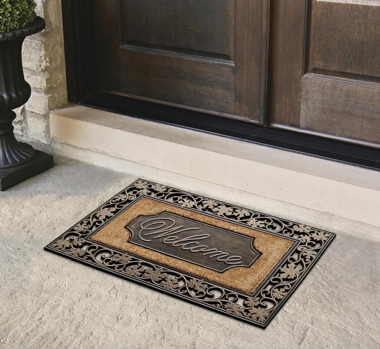 A1HC Natural Coir and Rubber Door Mat, 38X23, Thick Durable Doormats for Indoor Outdoor Entrance, Heavy Duty, Thin Profile Door Mat, Easy to Clean, Long Lasting, Front Door Entry Doormat