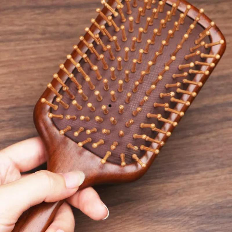 Sandalwood Hair Comb - Mini Air Cushion Hair Brush, Portable Detangling Brush, Eco-Friendly, Gently Massages Scalp, Travel-Friendly