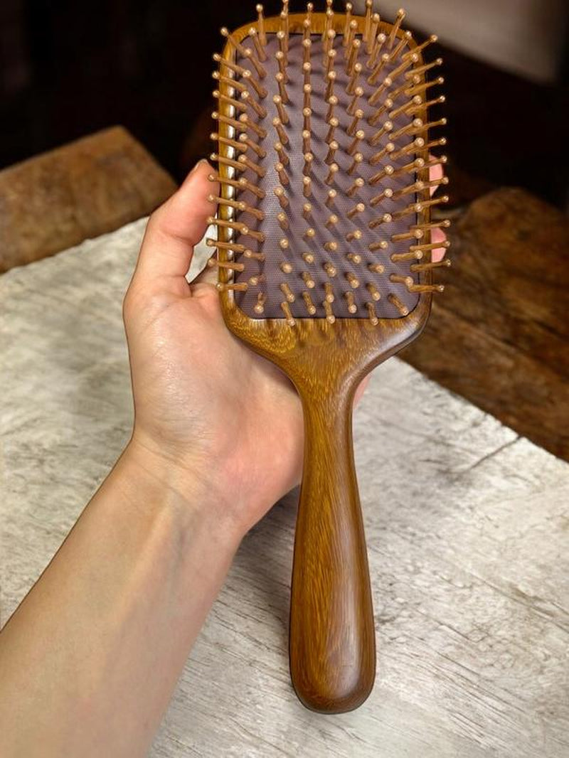 Sandalwood Hair Comb - Mini Air Cushion Hair Brush, Portable Detangling Brush, Eco-Friendly, Gently Massages Scalp, Travel-Friendly