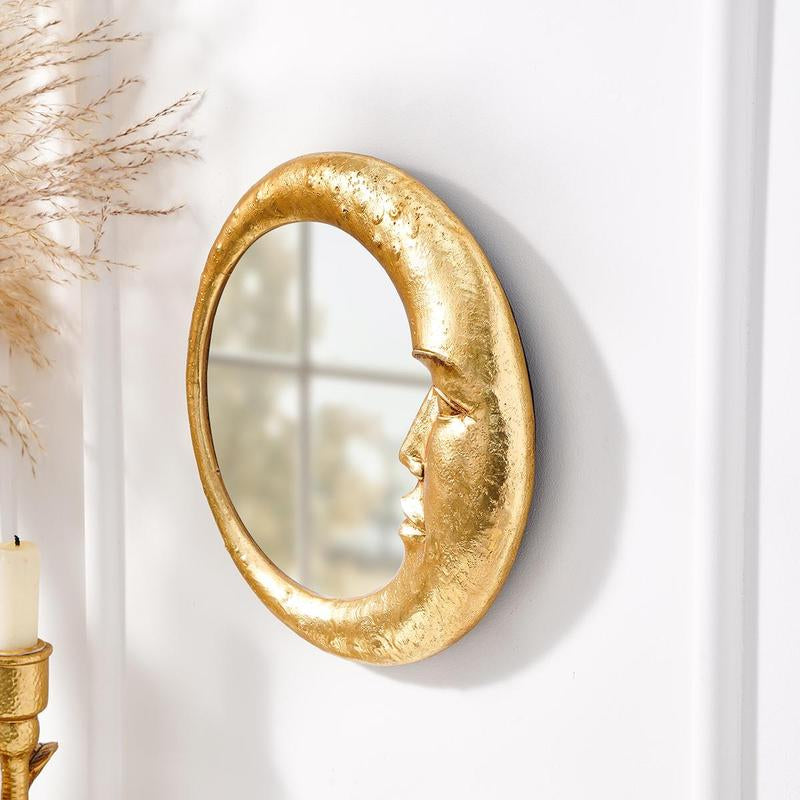 Creative Moon & Face Design Wall Mirror, Decorative Resin Wall Mounted Mirror, Durable Modern Mirror Wall Decor for Home Living Room Bedroom Decoration, Home Decor