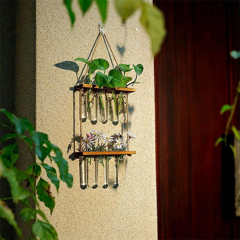 Three-Tier Hanging Plant Propagation Station, Glass Terrarium Vase, Decorative Wall Hanging Planter for Home, Office, and Garden