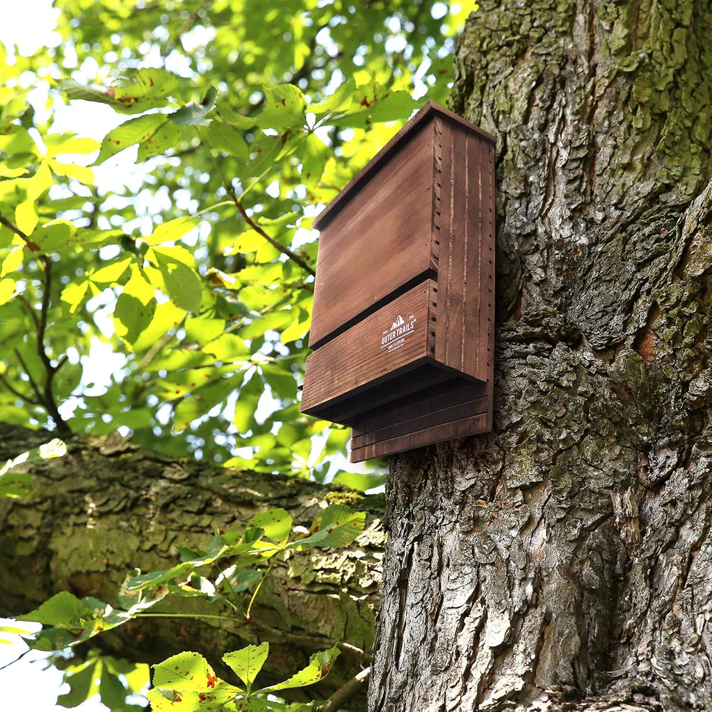 Japanese Cedar Bat House Habitat: Two Chambers, Weatherproof, Easy Install, Brown