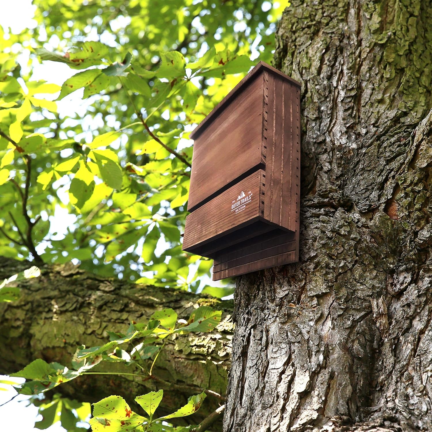 Japanese Cedar Bat House Habitat: Two Chambers, Weatherproof, Easy Install, Brown
