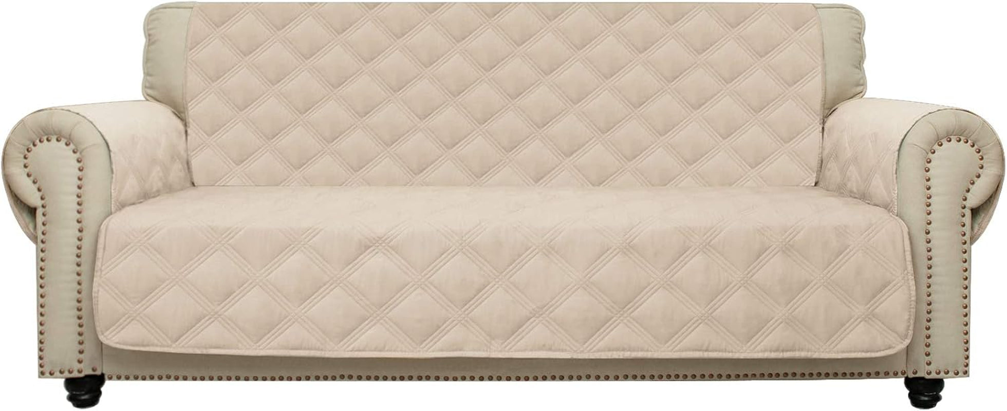 Sofa Cover 100% Waterproof Non-Slip Quilted Furniture Protector Sofa Slipcover for Children, Pets for Leather Couch (Beige, 68")