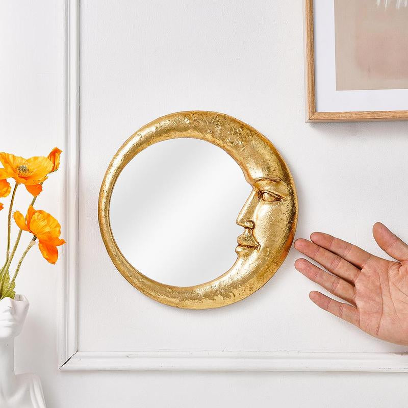 Creative Moon & Face Design Wall Mirror, Decorative Resin Wall Mounted Mirror, Durable Modern Mirror Wall Decor for Home Living Room Bedroom Decoration, Home Decor
