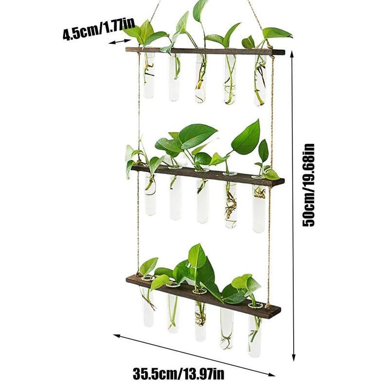 Three-Tier Hanging Plant Propagation Station, Glass Terrarium Vase, Decorative Wall Hanging Planter for Home, Office, and Garden