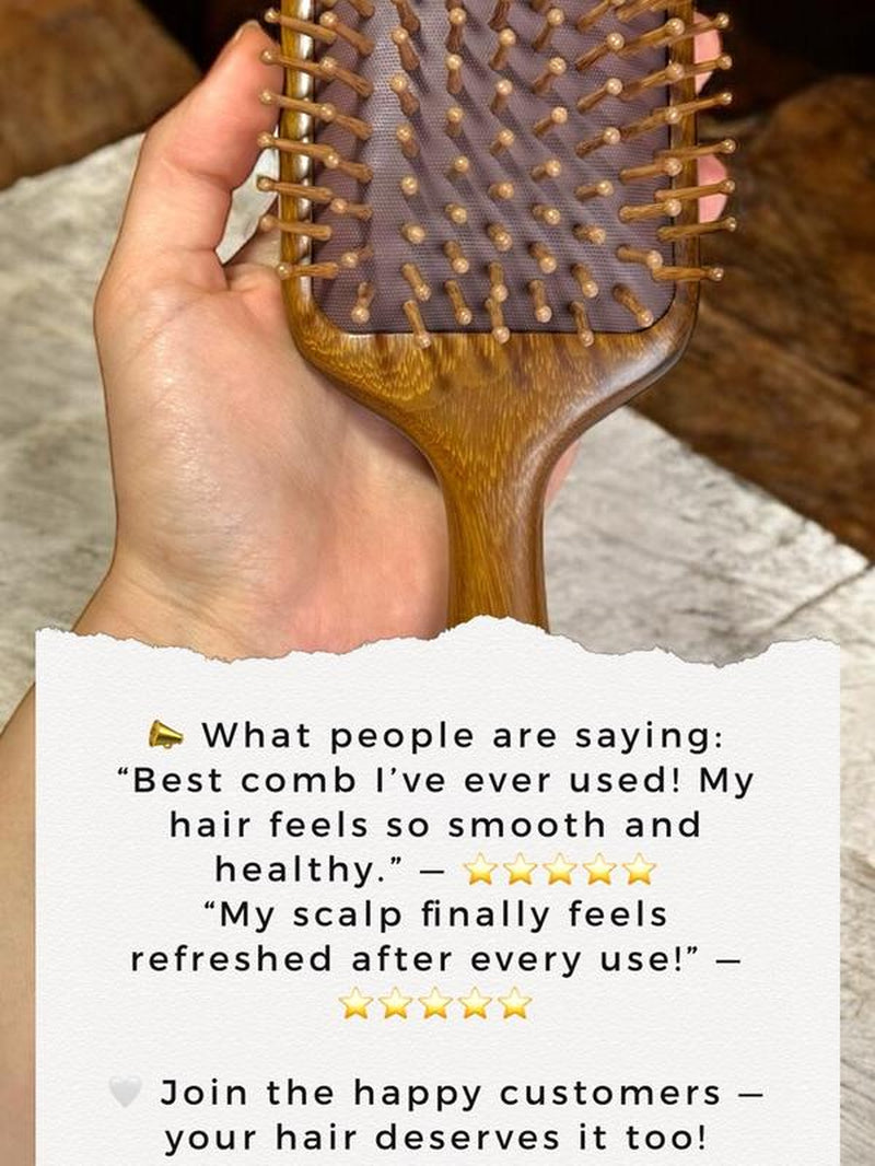 Sandalwood Hair Comb - Mini Air Cushion Hair Brush, Portable Detangling Brush, Eco-Friendly, Gently Massages Scalp, Travel-Friendly