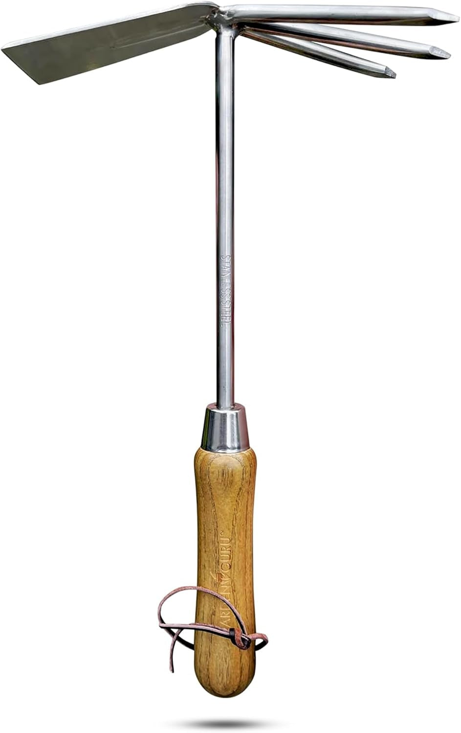 Garden Guru Eco Hand Cultivator Hoe Tiller Tool - 100% Recycled Stainless Steel - Rust Resistant - FSC Certified Wood Ergonomic Handle -Great for Gardening Cultivating Loosening Weeding